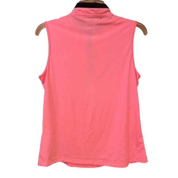 Jamie Sadock Women's Small 1/2 Button Sleeveless Top Pink Black - Picture 3 of 6